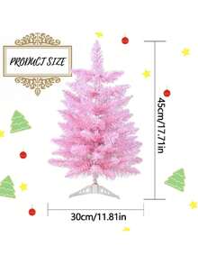 1pc Pink Artificial Christmas Tree, Tabletop Decoration, Home/Office/Party Decor (Decoration Not Included) - Multicolor - View 6