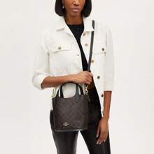Coach Women Hanna Bucket Bag Single Shoulder Crossbody Handbag CR256IMAA8 - CR256IMAA8 棕色拼色 - 查看 1