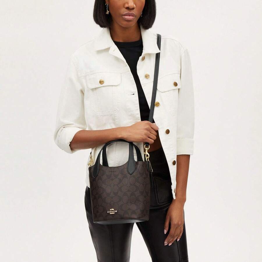 Coach Women Hanna Bucket Bag Single Shoulder Crossbody Handbag CR256IMAA8 - CR256IMAA8 棕色拼色 - 查看 1