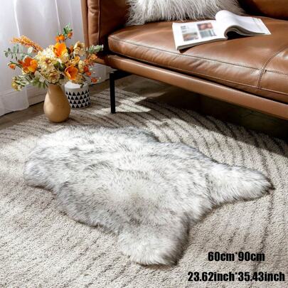 1pc Soft & Skin-Friendly Long Plush Rug In Black And White, Suitable For Living Room, Bedroom, Sofa, Bedside & Various Spaces