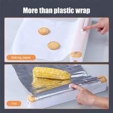 Wiederverwendbare Lebensmittel Folie Spender mit Schneidvorrichtung, für Frischhaltefolie, Backpapier, Alufolie, Backpapier, Küchenutensil
