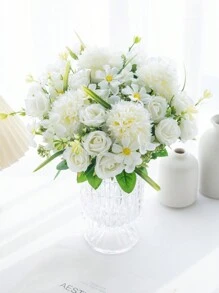 1 PIEZA Decoración de otoño Ramos de flores artificiales de rosas, hortensias, crisantemos de seda, plantas falsas de eucalipto, regalos del Día de San Valentín, decoraciones de fiesta de cumpleaños, cestas de flores de boda, flores de novia, decoración para el hogar en comedores, dormitorios, alféizares, jarrones, decoraciones de Año Nuevo, jardines al aire libre, inicio de temporada escolar