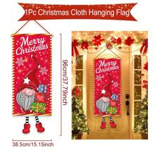 1 pieza Bandera colgante con tema navideño, forma asimétrica con un gnomo sujetando un regalo en forma de bastón de caramelo navideño y un árbol de Navidad, adecuado para decorar el marco de la puerta, el jardín o la sala de estar en Navidad, regalo navideño - Multicolor - Ver 12