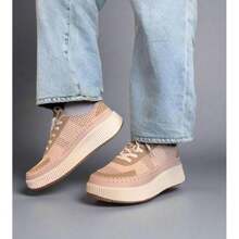 Women's Lace Up Platform Sneakers Comfortable Fashion Sneaker Low Top Walking Shoes Sonia - 米色 - 查看 2