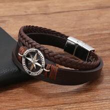 Bracelet pour homme à fermoir magnétique multicouche, style boussole classique, bracelet d'affaires élégant