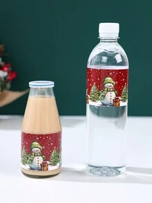 10 件圣诞快乐水瓶标签，雪人印刷 DIY 瓶贴礼品标签工艺品圣诞节家居装饰 2024 新年快乐 2025 - 彩色 - 查看 4