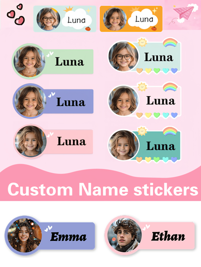 60pcs Custom Personalized Youth Fun Selfie Photo DIY Face Name ID Cartoon Nursery Vinyl Backpack Cute Themed Stickers Gift School Supply Students Lunchbox Label Classroom Stationery Tags Office Clothing Waterproof Adhesive Removable Reusable Printed Self Adhesive Colorful Decorative Stylish Medical Portrait Organizational Event Conference Customized Customization Design Editable Badge Transparent Pre Cut Sticky Identification Ty Laminated Patch 's Bag Name Tag Sticker Label Nameplate Heat Transfer Notebook Water Resistant Personal Belongings Luggage Tag File Folder School Uniform Lunch Bag Sports Bottle Diary Memory Book Bookmark Stationery Item Toy Storage Party Decoration Tool Workplace Kitchen Filing Cabinet POS Instant Animated Diary,Back To School Fashion,Xmas Decoration,For Housewarming