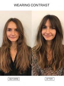 Frange synthétique Clip dans les frange Frange effilée Frange pour femmes Clip sur la frange plate et nette Extension de cheveux pour le port quotidien