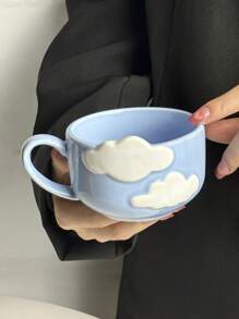 1 件可爱陶瓷浮雕云杯，手绘釉下彩色陶瓷咖啡杯，时尚水杯，下午茶杯，节日礼物，情侣杯，送给女朋友/男朋友的礼物 - 彩色 - 查看 14