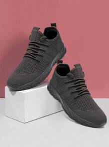 Women's Comfortable Footwear Trainers Fashionable Road Running Shoes Mesh Breathable Sneakers Outdoor Walking Shoes Casual Shoes Non Slip Flat Sports Shoes Dark/Gray