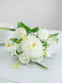 1 PIEZA Decoración de otoño Ramos de flores artificiales de rosas, hortensias, crisantemos de seda, plantas falsas de eucalipto, regalos del Día de San Valentín, decoraciones de fiesta de cumpleaños, cestas de flores de boda, flores de novia, decoración para el hogar en comedores, dormitorios, alféizares, jarrones, decoraciones de Año Nuevo, jardines al aire libre, inicio de temporada escolar