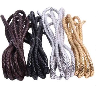 2meter/Lot Brown Braided Round PU Leather Cord Rope 3 4 5 6 8 10 12 Mm Round Leather Cord String Rope DIY Necklace Bracelet Making