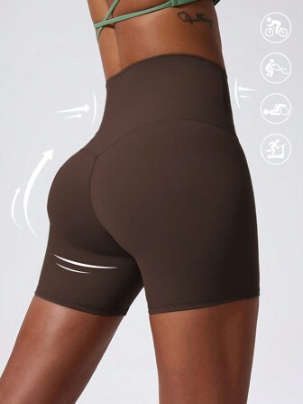 1 bit High Stretch Naken Yoga Shorts Cykelbyxor För löpning Gym Cykling Sport Dam Svettabsorberande tighta shorts som andas