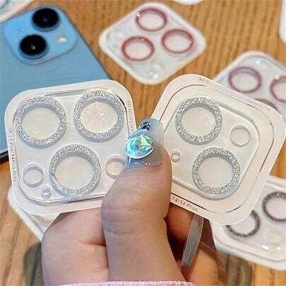 3pcs Glitter Phone Camera Protector, Lens Sticker With Glitter Lens Film Compatible With Iphone 16 15 14 13 12 11 Pro Max 12 13 Mini 14 15 Plus