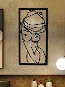 1 件金属墙饰，女性简约线条艺术，家居墙饰，浴室墙饰，乔迁礼物，家居装饰，房间装饰，墙饰 - 正面 - 查看 5