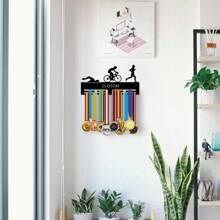 1pc Customized Triathlon Medal Holder - Personalized Running, Cycling And Swimming Medal Wall Rack - Ideal For Sports Enthusiasts, Bedroom And Living Room Decor
