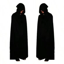 Capa de Muerte Negra de Halloween, Disfraz de Bruja Vampiro para Cosplay, Decoración Navideña - Negro - Ver 3