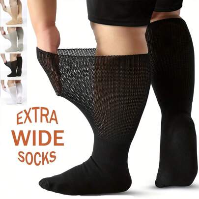 1 par ultrakomfortabla extra breda diabetesstrumpor, högelastiskt tyg, skonsamma, icke-sammandragande, extra breda, vadderade fotledsstrumpor, andningsbara, icke-bindande strumpor för män och kvinnor, mjuka fotledsstrumpor, tjocka strumpor, tunna, andningsbara, bekväma strumpor