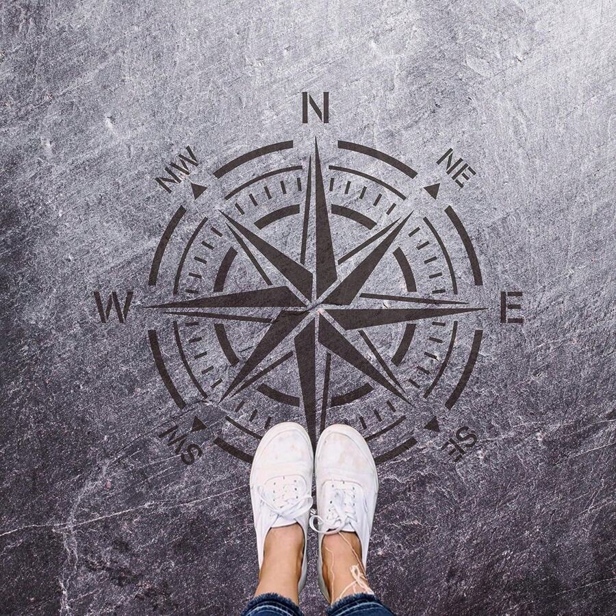 Compass Stencil Large Wall Stencil Reusable Compass Rose Stencil For