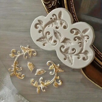 1 st Rose Flower & Leaf Silikonform