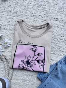 100% Cotton Women's T-Shirt - Màu be - Xem 2