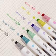 1buc/6buc Pix fluorescent drăguț cu două vârfuri cu ștampilă, ideal pentru pictură, jurnal, arte și meșteșuguri, rechizite pentru întoarcerea la școală, cadouri de vacanță