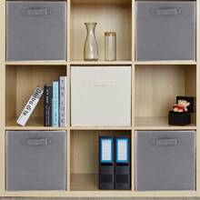 6 Pack Fabric Foldable Storage Box Collapsible Folding Box Cubes Organizer Grey - 灰色 - 查看 5