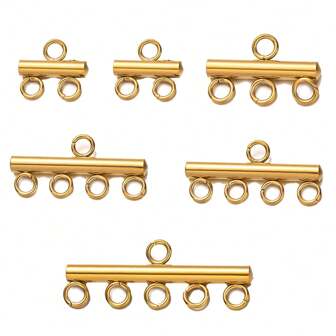 5pcs Gold Stainless Steel Layered Necklace Clasp Drop Earrings Chain Bails Connector Closures For DIY Bracelet Jewelry Making Supplies No Fade