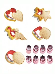 Conjunto de 1/5 cortadores de sándwich de acero inoxidable, sellador de sándwich y desmigajador, cortador de galletas con formas lindas de estrella, dinosaurio, corazón, oso, cuadrado y redondo, herramienta de fabricante de sándwiches de bolsillo, ideal para preparar almuerzos para el regreso a clases