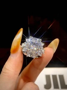 1 Chiếc Nhẫn Đính Hôn Đá Rhinestone Moissanite Màu D Thiết Kế Hoa Nở Bốn Móng D 10 Carat Cho Nữ, Nhẫn Bạc Sterling S925 Đơn Giản Lãng Mạn, Nhẫn Vĩnh Cửu, Nhẫn Kỷ Niệm Ngày Cưới, Trang Sức Cao Cấp, Quà Kỷ Niệm Ngày Cưới Cho Nữ Ngày Lễ Tình Nhân - Bạc - Xem 3