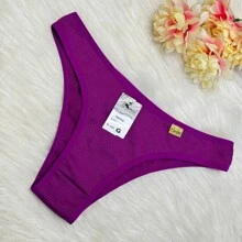 Kit Of 3 Ribbed Microfiber Panties, Basic Everyday Design, Comfort Thong - Nhiều màu - Xem 5
