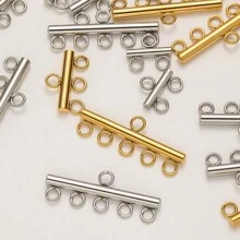 5 Stücke goldene Edelstahl mehrschichtige Ketten Verschlüsse, Ohrringverschlüsse, Kettenglieder für DIY Armbänder und Schmuckherstellung, nicht verblassend