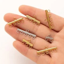 5 Stücke goldene Edelstahl mehrschichtige Ketten Verschlüsse, Ohrringverschlüsse, Kettenglieder für DIY Armbänder und Schmuckherstellung, nicht verblassend