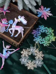 1 đồ trang trí Giáng sinh Acrylic nhiều màu, Đồ trang trí treo cây thông Noel, Tuần lộc, Người tuyết, Bông tuyết, Mặt dây chuyền vòng hoa, Đồ trang trí Giáng sinh, Trang trí tiệc tại nhà - Nhiều màu - Xem 1