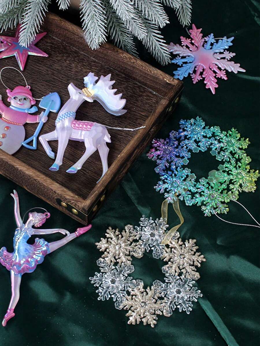 1 đồ trang trí Giáng sinh Acrylic nhiều màu, Đồ trang trí treo cây thông Noel, Tuần lộc, Người tuyết, Bông tuyết, Mặt dây chuyền vòng hoa, Đồ trang trí Giáng sinh, Trang trí tiệc tại nhà - Nhiều màu - Xem 1