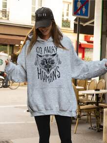 Gothic Rock Cat Meme Sweatshirt Ref 0191 NERD VEST - 灰色 - 查看 5