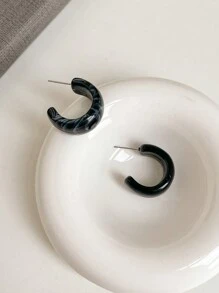 1对个性化艺术甜美弯钩耳环 - 藏蓝色 - 查看 10