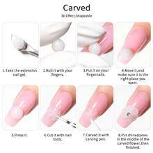 XEIJAYI 1支固体美甲延长胶，硬质美甲延长胶，不粘腻手部美甲雕塑胶，亚克力延长胶，适合美甲艺术，可添加水钻、水晶、花朵等装饰，在家也能享受沙龙级美甲体验 - 無色 - 查看 6