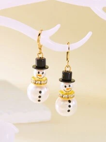 1 Pair Creative All-Match Christmas Snowman Earrings - Multicolor - View 2