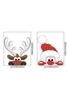 CHARMS 2pcs/Set Christmas Static Stickers Decorative Glass Door Decals For Shopping Mall Display Window, Self-Adhesive Wall Stickers - Multicolor - View 9