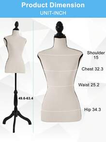 Female Body Model Torso 60-67Inch Height Adjustable, Woman Body Torso Clothing Display Manikin With Tripod Stand For Sewing Dress Jewelry Market Shop Display - 奶油 - 查看 3