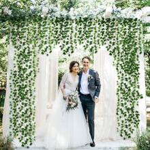 1 件/12 件/24 件 210 厘米/82 英寸人造绿色常春藤叶花环，悬挂假藤蔓植物用于装饰、中心装饰、房间、卧室墙壁、绿植、丛林主题派对婚礼装饰 - 墨綠色 - 查看 10