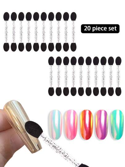 Beautizon Nailartlab 20pcs Disposable Makeup Sponge Brushes, DIY Nail Art Powder Brush, Lip Brush, Eyeshadow Brush, Suitable For Nail Art And Beauty
