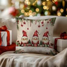 1 vỏ gối nhung họa tiết 3 chú lùn Giáng sinh, vải nỉ mềm mại làm từ da đào, quà tặng trang trí kích thước 45 X 45cm - Nhiều màu - Xem 5