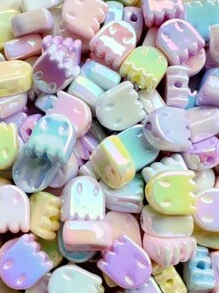 10pcs Acrylic Ghost Beads With Electroplated UV Finish For DIY Jewelry, Bracelets & Beaded Pens - Assorted Colors