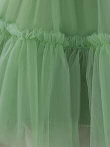 女婴蝴蝶结薄纱花童礼服，适合婚礼、生日、派对等场合，附赠头饰