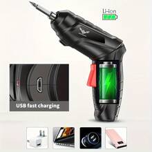 3.6 V Electric Tool Group, 1800mAh Lithium Battery Mini Household Electric Drill, Household Maintenance And Repair, Rope Screwdriver Tools - Black - View 3