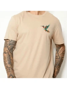 Men's T-Shirt Bird Shirt Premium Cotton Mesh - 卡其色 - 查看 2
