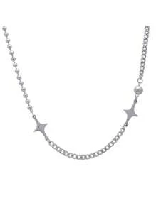 6 chiếc vòng cổ mặt dây chuyền hình ngôi sao mặt trăng màu bạc cổ điển Kpop dành cho phụ nữ trang sức phong cách Goth Punk thẩm mỹ Grunge Y2K EMO phụ kiện - Ngôi sao - Xem 2