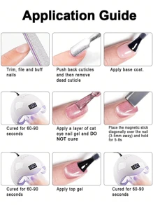 XUANKENI 莫兰迪冰透玻璃珠猫眼凝胶指甲油，日式风格（绿色、紫色、蓝色、粉色、橙色、浅紫色）6 色秋冬猫眼系列指甲，闪光玻璃珠猫眼套装凝胶抛光，适用于专业 LED 和 UV 美甲沙龙，家庭 DIY 套装 - 美甲沙龙品质